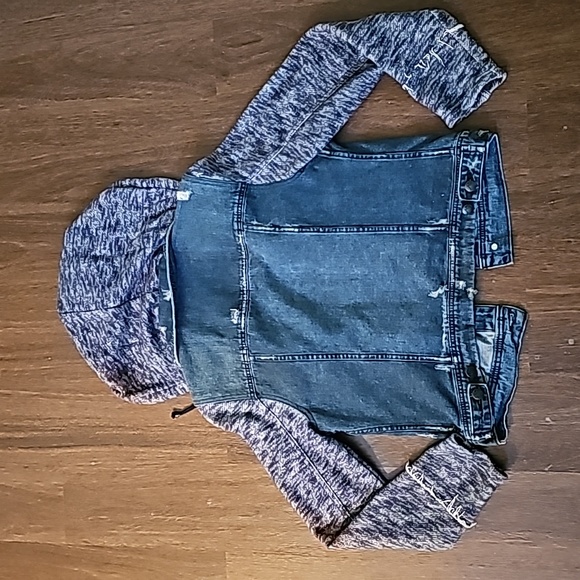 Free People staple dark denim essential hooded sweatshirt jacket sz M EUC! - Picture 5 of 6